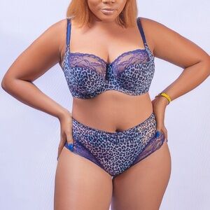 Panache Jasmine Navy Leopard Print Lace Bra